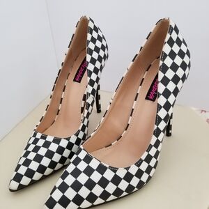 Wild Diva Black and White Checkered Heels